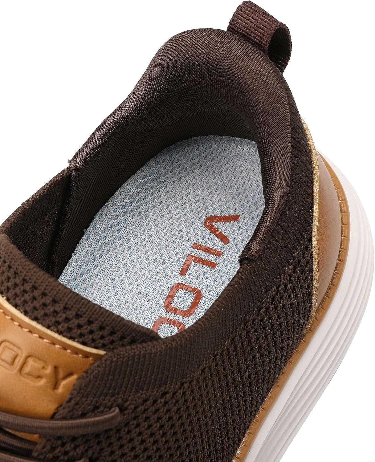 image:imageVILOCY Boys Slip On Casual Dress Sneaker Hands Free Fashion Shoes Comfortable Oxfords Mesh Tennis Breathable School Uniform Formal Church ShoesLittle KidBig KidBrown