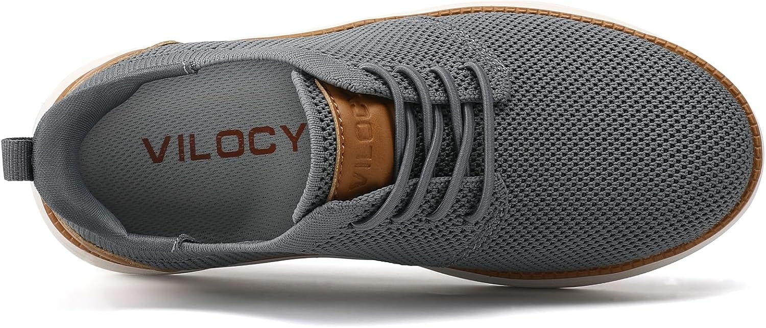 image:imageVILOCY Boys Slip On Casual Dress Sneaker Hands Free Fashion Shoes Comfortable Oxfords Mesh Tennis Breathable School Uniform Formal Church ShoesLittle KidBig KidGrey