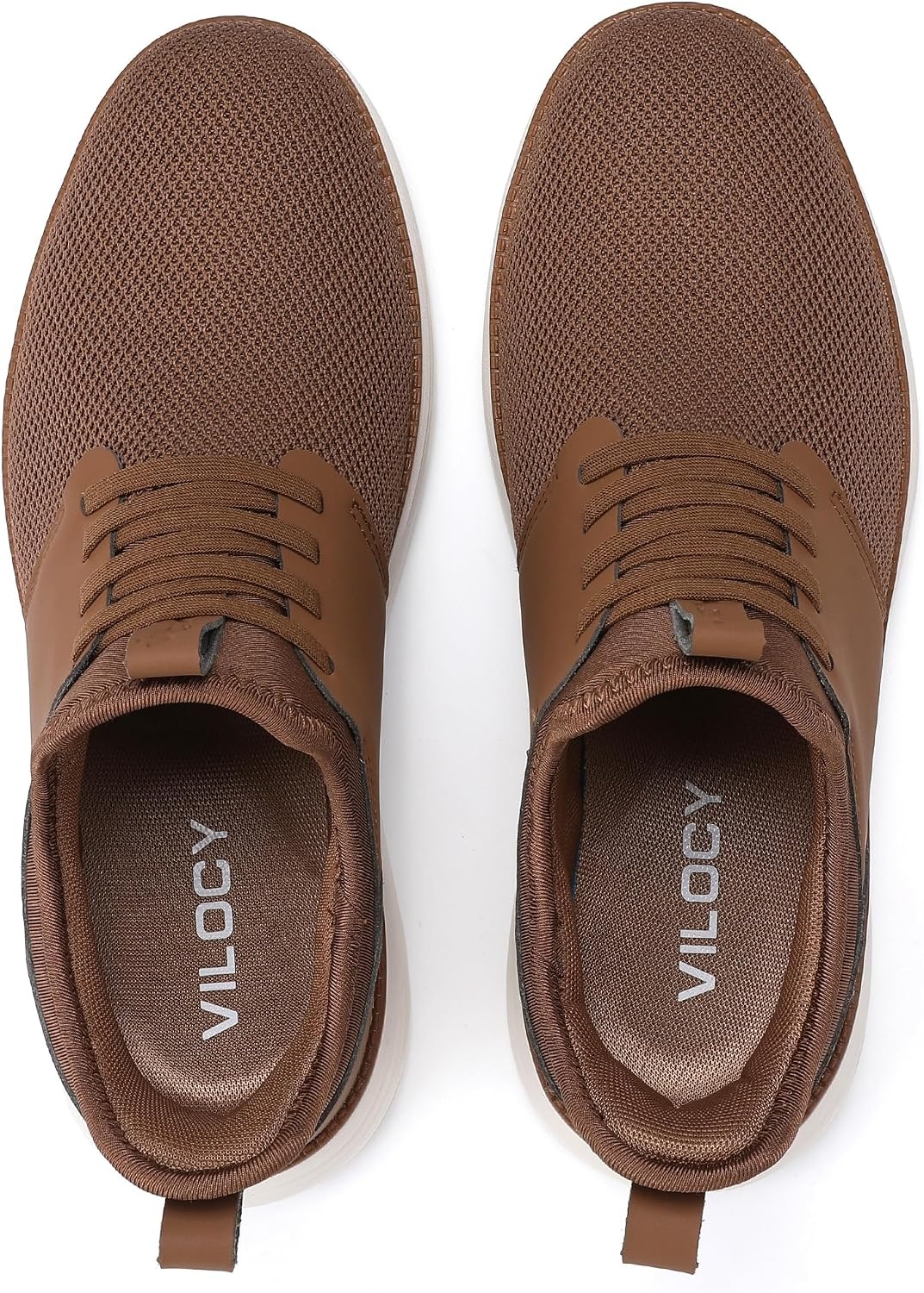 image:imageVILOCY Mens Slip On Casual Dress Shoes Hands Free Fashion Sneakers Mesh Tennis Walking Work Shoes Comfortable Breathable Lightweight Non SlipAll Brown