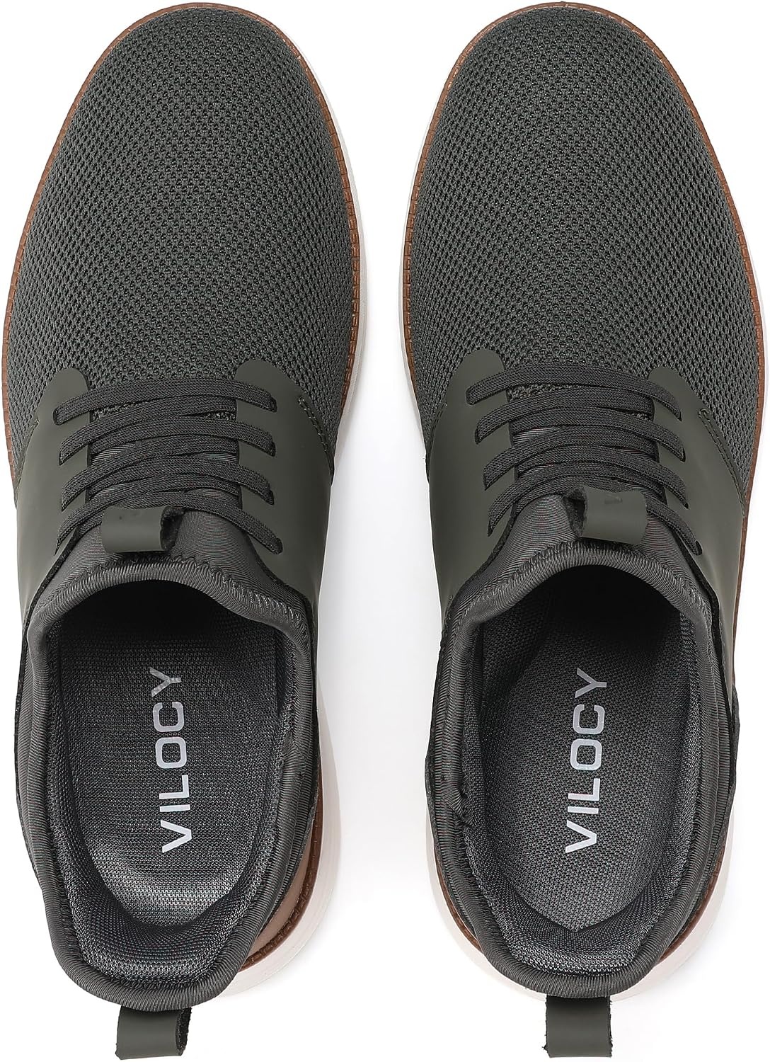 image:imageVILOCY Mens Slip On Casual Dress Shoes Hands Free Fashion Sneakers Mesh Tennis Walking Work Shoes Comfortable Breathable Lightweight Non SlipArmy Green