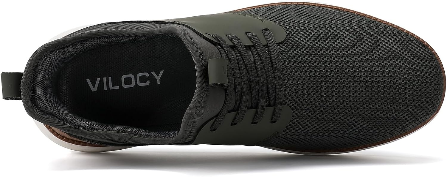 image:imageVILOCY Mens Slip On Casual Dress Shoes Hands Free Fashion Sneakers Mesh Tennis Walking Work Shoes Comfortable Breathable Lightweight Non SlipArmy Green