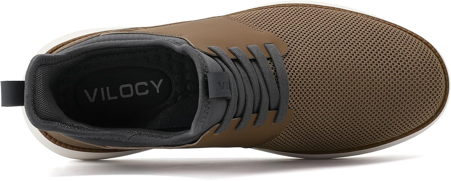 image:imageVILOCY Mens Slip On Casual Dress Shoes Hands Free Fashion Sneakers Mesh Tennis Walking Work Shoes Comfortable Breathable Lightweight Non SlipBrown