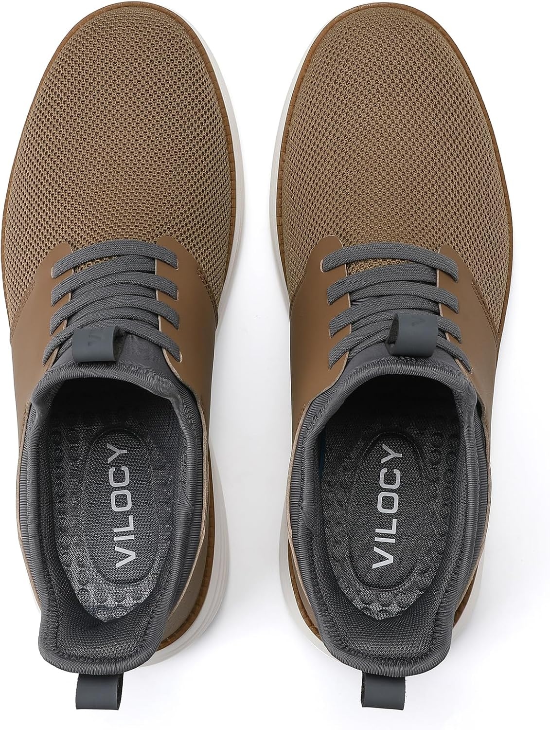 image:imageVILOCY Mens Slip On Casual Dress Shoes Hands Free Fashion Sneakers Mesh Tennis Walking Work Shoes Comfortable Breathable Lightweight Non SlipBrown
