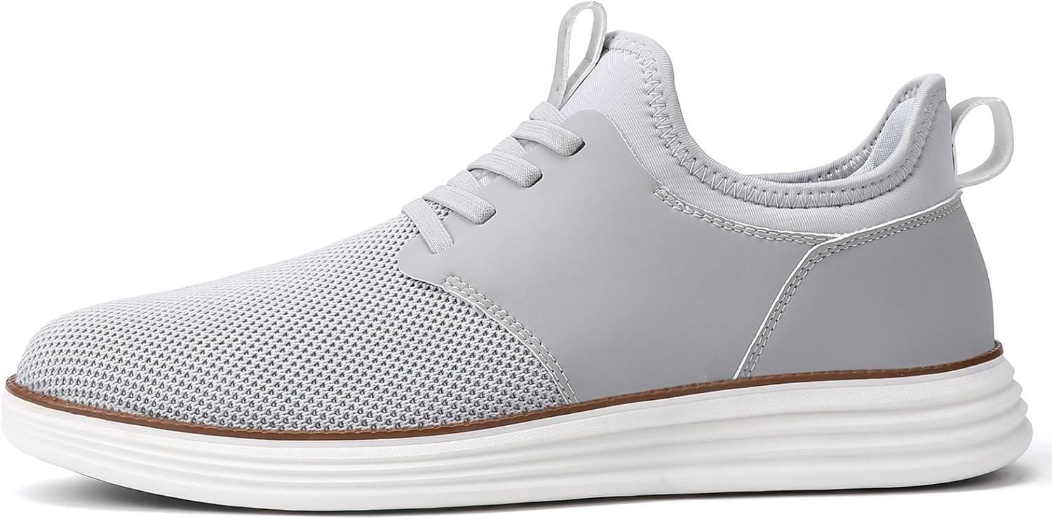 image:imageVILOCY Mens Slip On Casual Dress Shoes Hands Free Fashion Sneakers Mesh Tennis Walking Work Shoes Comfortable Breathable Lightweight Non SlipLight Grey
