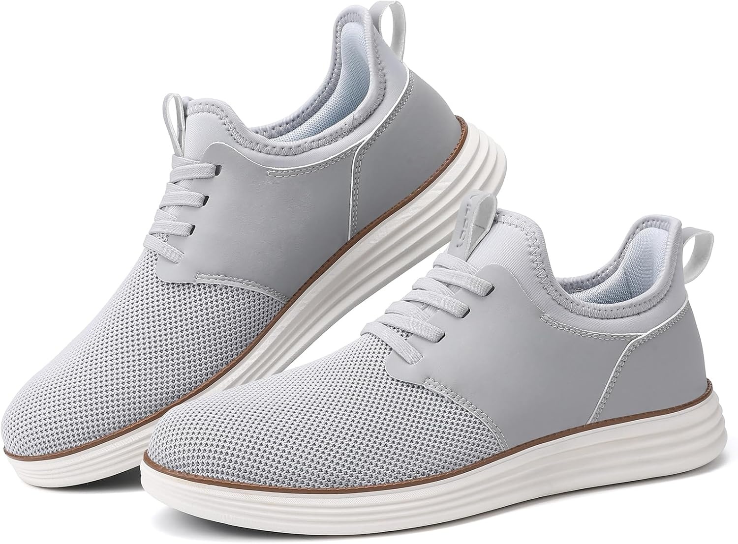 image:imageVILOCY Mens Slip On Casual Dress Shoes Hands Free Fashion Sneakers Mesh Tennis Walking Work Shoes Comfortable Breathable Lightweight Non SlipLight Grey