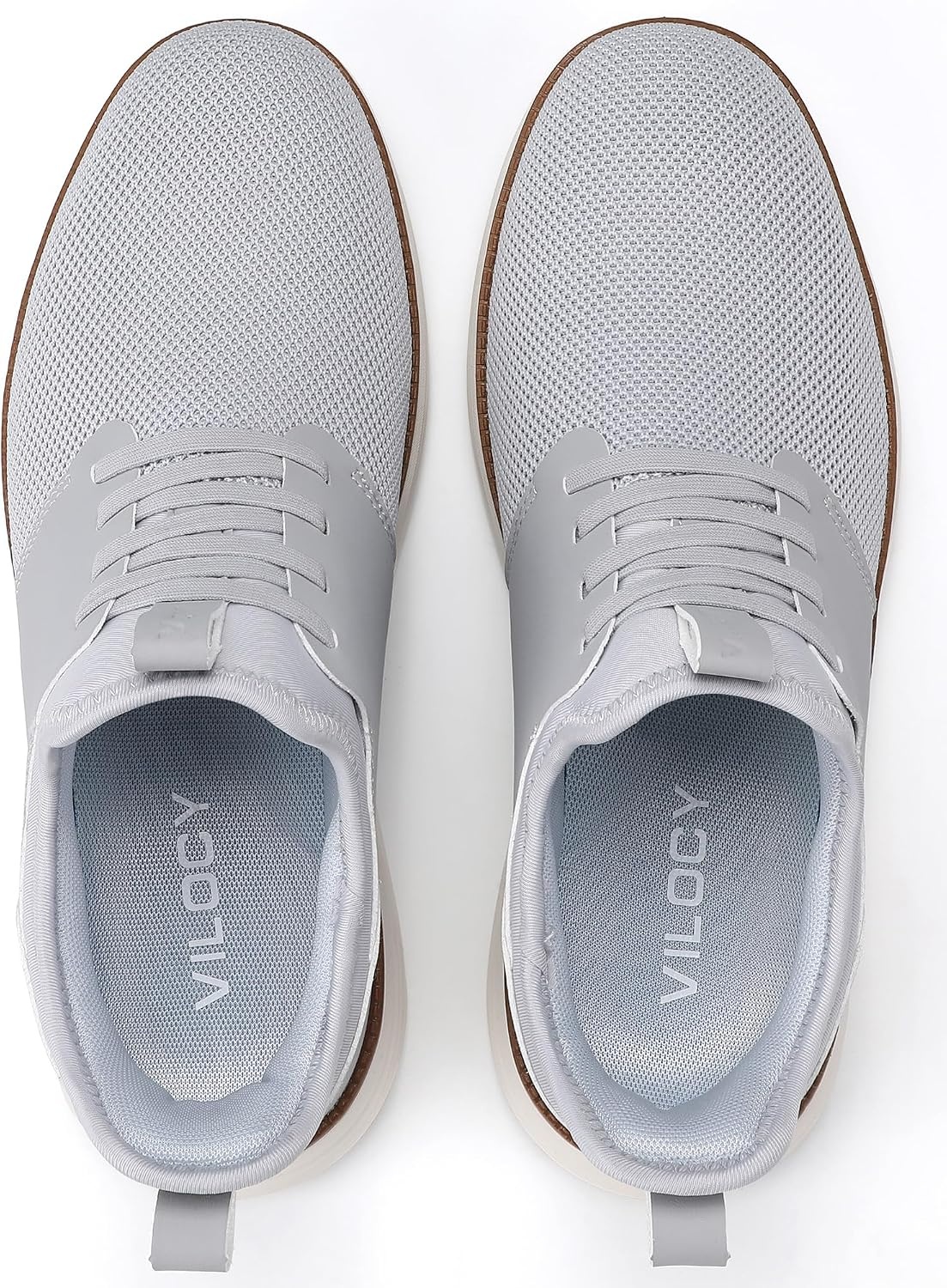image:imageVILOCY Mens Slip On Casual Dress Shoes Hands Free Fashion Sneakers Mesh Tennis Walking Work Shoes Comfortable Breathable Lightweight Non SlipLight Grey