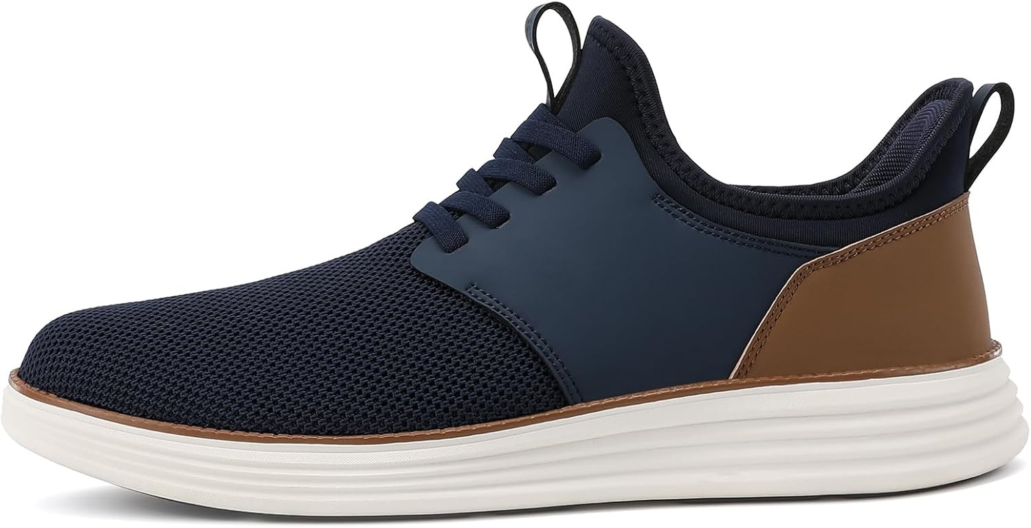 image:imageVILOCY Mens Slip On Casual Dress Shoes Hands Free Fashion Sneakers Mesh Tennis Walking Work Shoes Comfortable Breathable Lightweight Non SlipNavy
