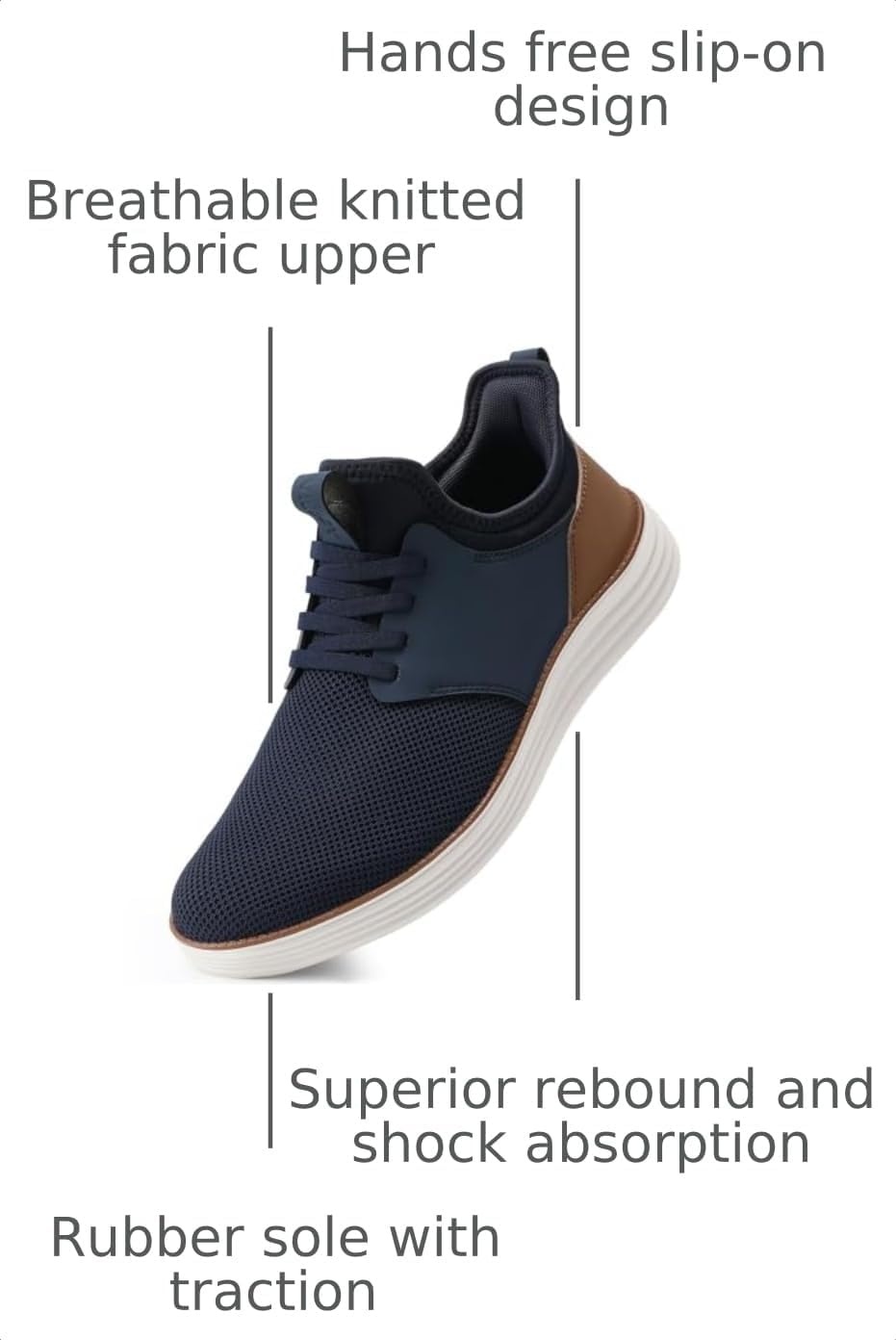 image:imageVILOCY Mens Slip On Casual Dress Shoes Hands Free Fashion Sneakers Mesh Tennis Walking Work Shoes Comfortable Breathable Lightweight Non SlipNavy