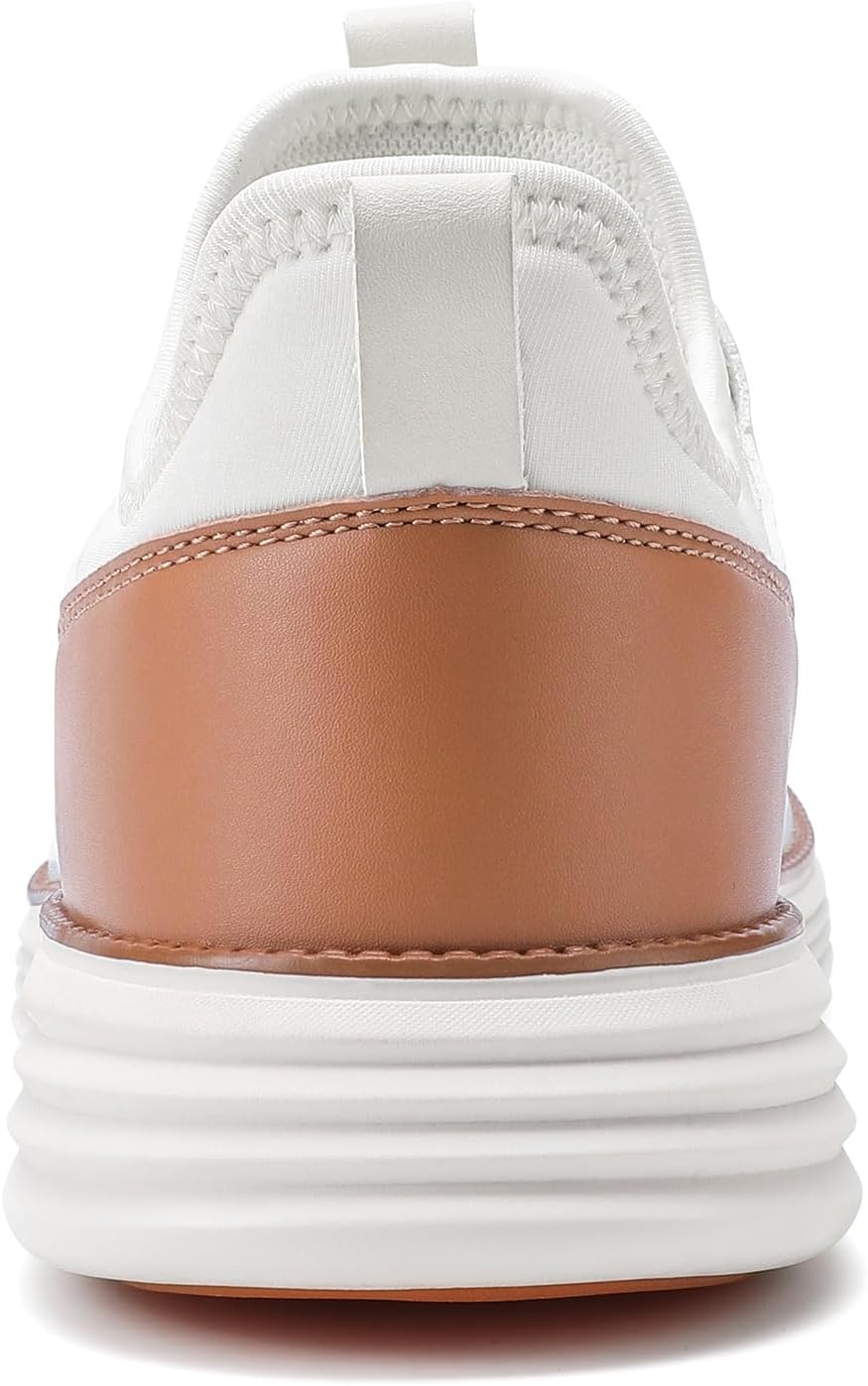 image:imageVILOCY Mens Slip On Casual Dress Shoes Hands Free Fashion Sneakers Mesh Tennis Walking Work Shoes Comfortable Breathable Lightweight Non SlipWhite