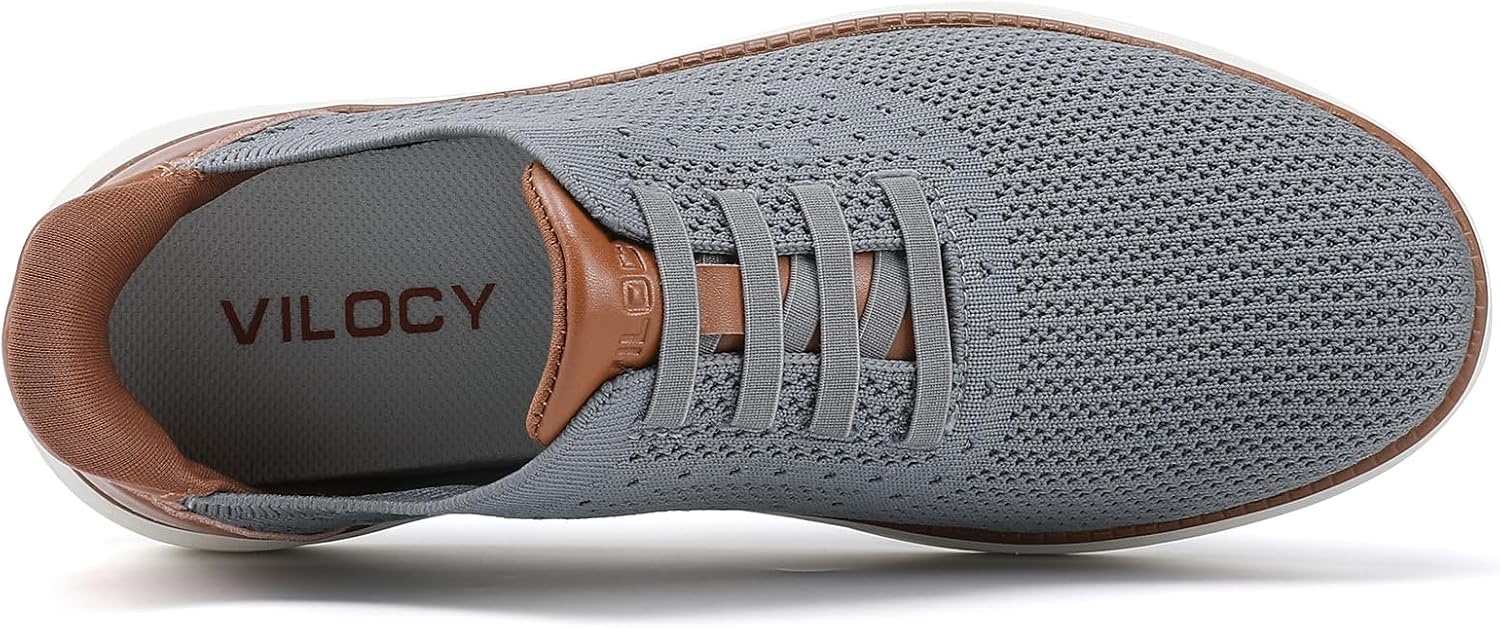 image:imageVILOCY Mens Slip on Casual Dress Tennis Walking Shoes Ease in Laceless Fashion Sneakers Breeze Business OxfordsGrey