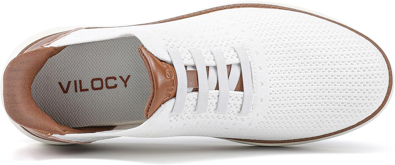 image:imageVILOCY Mens Slip on Casual Dress Tennis Walking Shoes Ease in Laceless Fashion Sneakers Breeze Business OxfordsWhite