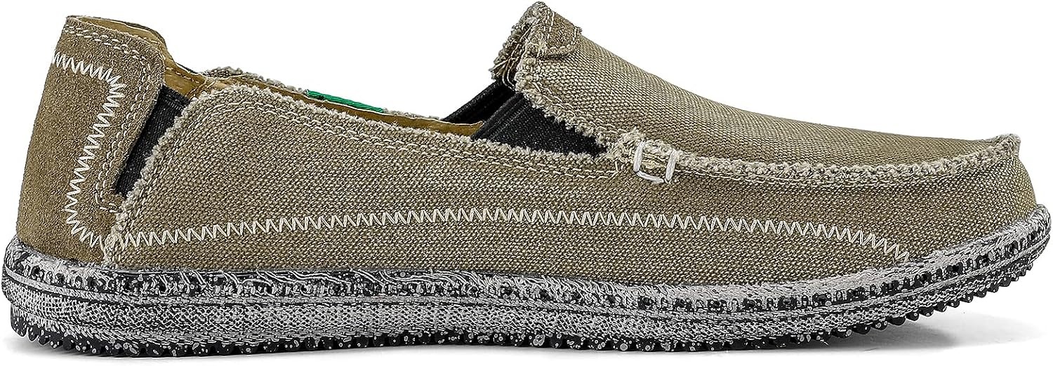 image:imageVILOCY Mens Slip on Deck Shoes Casual Canvas Loafers Beach Boat Shoes Zero Drop Vintage FlatBase Green