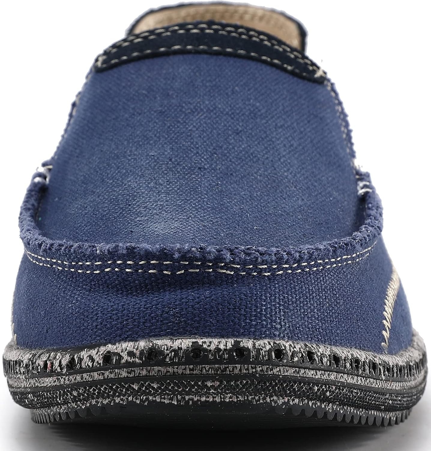 image:imageVILOCY Mens Slip on Deck Shoes Casual Canvas Loafers Beach Boat Shoes Zero Drop Vintage FlatBlue