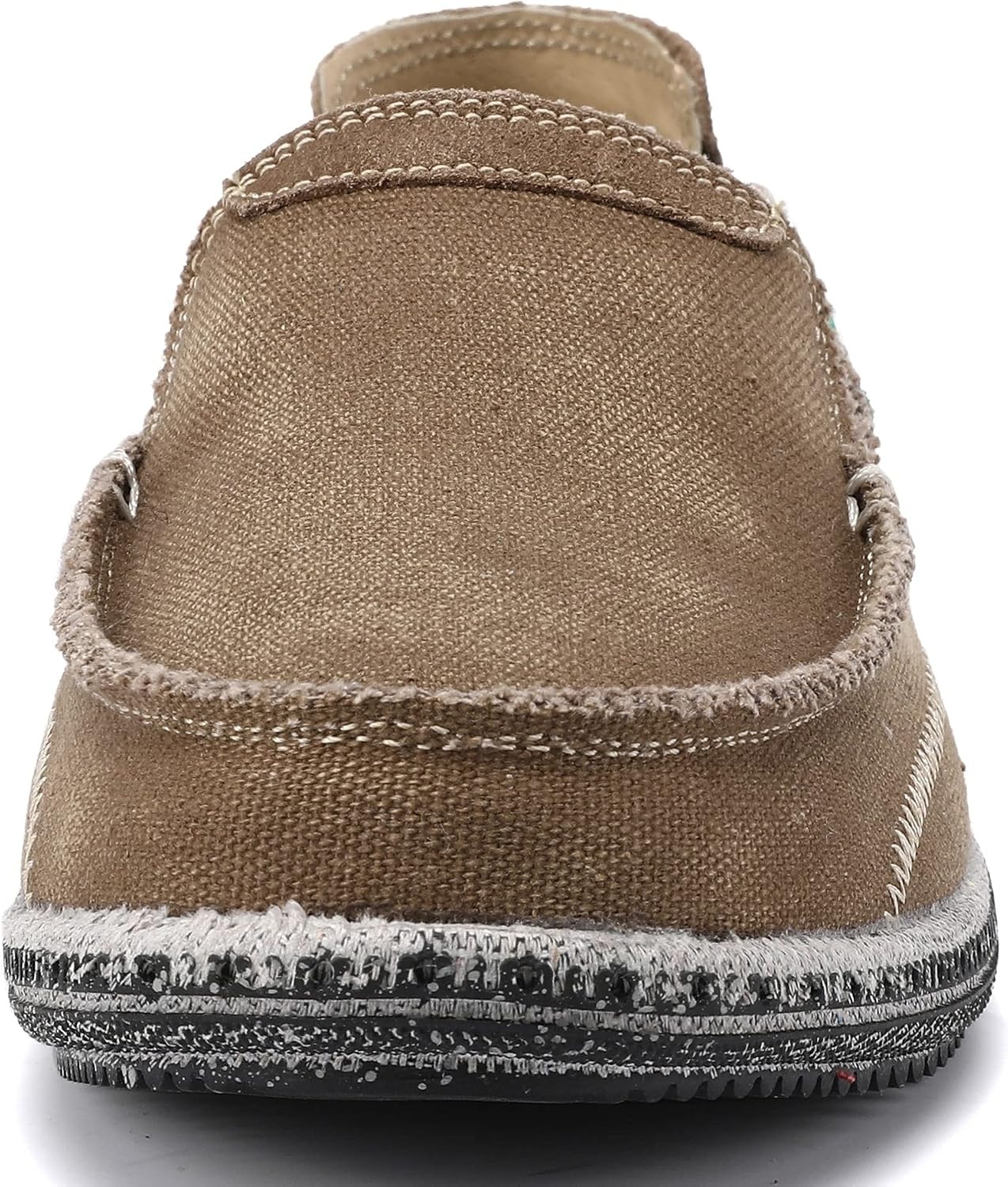 image:imageVILOCY Mens Slip on Deck Shoes Casual Canvas Loafers Beach Boat Shoes Zero Drop Vintage FlatBrown