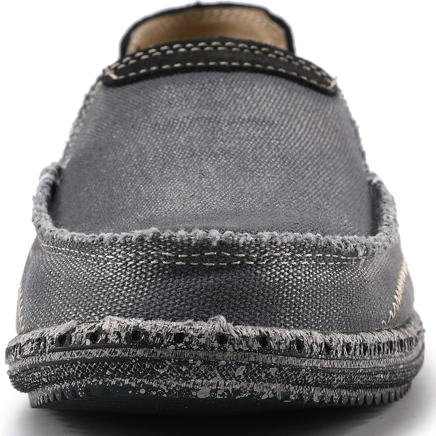 image:imageVILOCY Mens Slip on Deck Shoes Casual Canvas Loafers Beach Boat Shoes Zero Drop Vintage FlatGrey