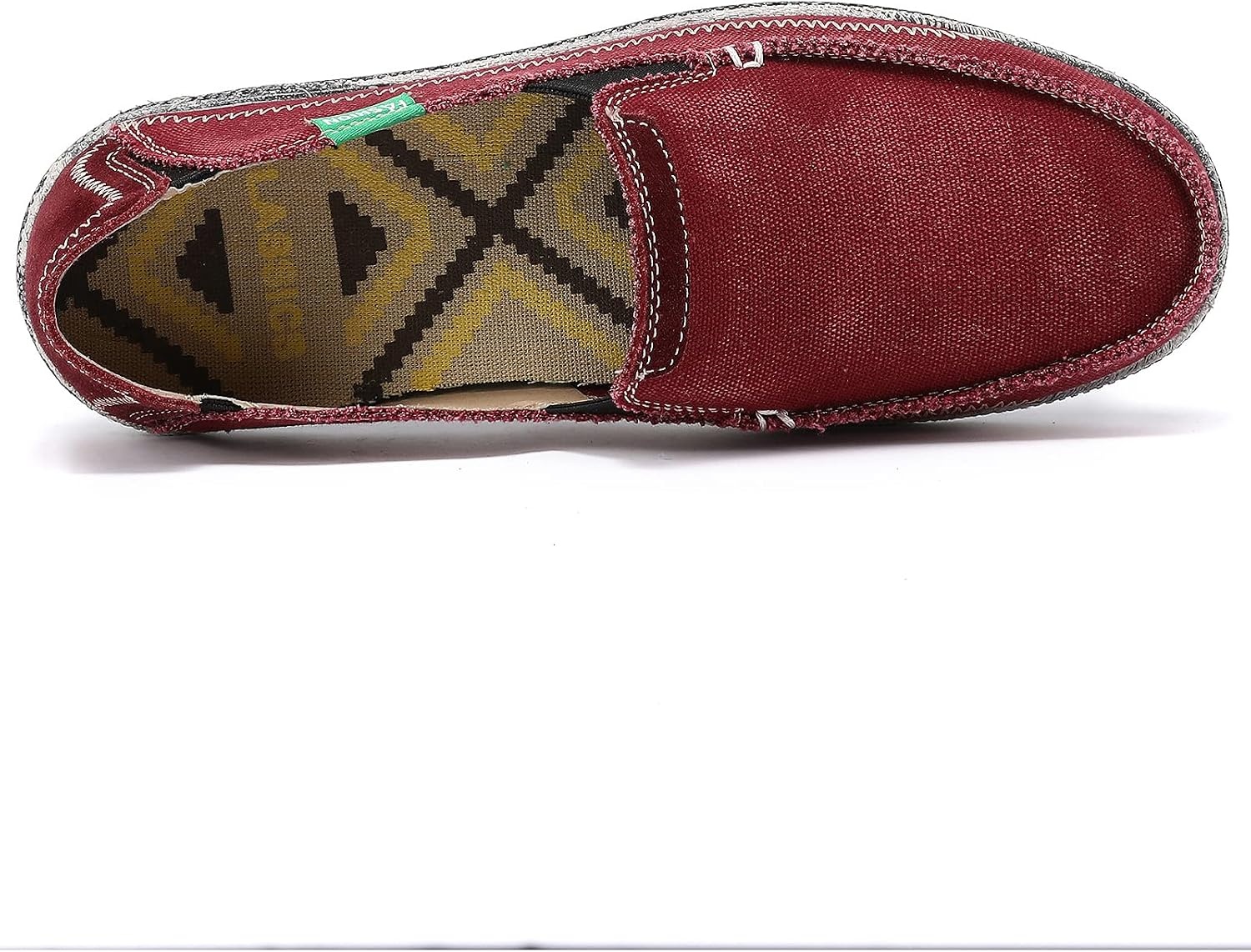 image:imageVILOCY Mens Slip on Deck Shoes Casual Canvas Loafers Beach Boat Shoes Zero Drop Vintage FlatWine Red