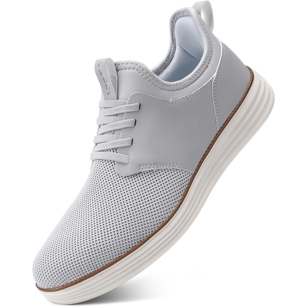 image:imageVILOCY Mens Slip On Casual Dress Shoes Hands Free Fashion Sneakers Mesh Tennis Walking Work Shoes Comfortable Breathable Lightweight Non SlipLight Grey