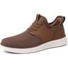 VILOCY Mens Slip On Casual Dress Shoes Hands Free Fashion Sneakers Mesh Tennis Walking Work Shoes Comfortable Breathable Lightweight Non Slip(All Brown)