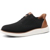 VILOCY Men’s Slip on Casual Dress Tennis Walking Shoes Ease in Laceless Fashion Sneakers Breeze Business Oxfords(Black)