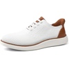 VILOCY Men’s Slip on Casual Dress Tennis Walking Shoes Ease in Laceless Fashion Sneakers Breeze Business Oxfords(White)