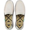 VILOCY Mens Slip on Deck Shoes Casual Canvas Loafers Beach Boat Shoes Zero Drop Vintage Flat(Beige White)