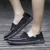 VILOCY Mens Slip on Deck Shoes Casual Canvas Loafers Beach Boat Shoes Zero Drop Vintage Flat(Black)