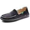 VILOCY Mens Slip on Deck Shoes Casual Canvas Loafers Beach Boat Shoes Zero Drop Vintage Flat(Black)