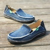 VILOCY Mens Slip on Deck Shoes Casual Canvas Loafers Beach Boat Shoes Zero Drop Vintage Flat(Blue)