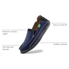 VILOCY Mens Slip on Deck Shoes Casual Canvas Loafers Beach Boat Shoes Zero Drop Vintage Flat(Blue)