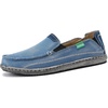 VILOCY Mens Slip on Deck Shoes Casual Canvas Loafers Beach Boat Shoes Zero Drop Vintage Flat(Sky Blue)