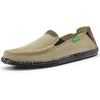 VILOCY Mens Slip on Deck Shoes Casual Canvas Loafers Beach Boat Shoes Zero Drop Vintage Flat(Tan)