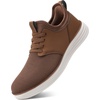 VILOCY Mens Slip On Casual Dress Shoes Hands Free Fashion Sneakers Mesh Tennis Walking Work Shoes Comfortable Breathable Lightweight Non Slip(All Brown)