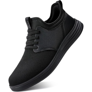 VILOCY Mens Slip On Casual Dress Shoes Hands Free Fashion Sneakers Mesh Tennis Walking Work Shoes Comfortable Breathable Lightweight Non Slip(All Black)