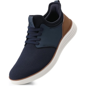 VILOCY Mens Slip On Casual Dress Shoes Hands Free Fashion Sneakers Mesh Tennis Walking Work Shoes Comfortable Breathable Lightweight Non Slip(Dark Blue)
