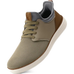 VILOCY Mens Slip On Casual Dress Shoes Hands Free Fashion Sneakers Mesh Tennis Walking Work Shoes Comfortable Breathable Lightweight Non Slip(Khaki)