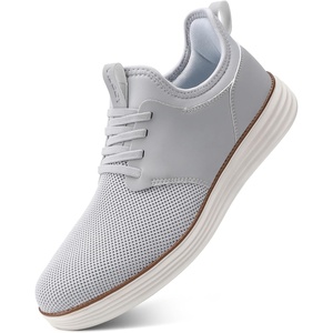 VILOCY Mens Slip On Casual Dress Shoes Hands Free Fashion Sneakers Mesh Tennis Walking Work Shoes Comfortable Breathable Lightweight Non Slip(Light Grey)