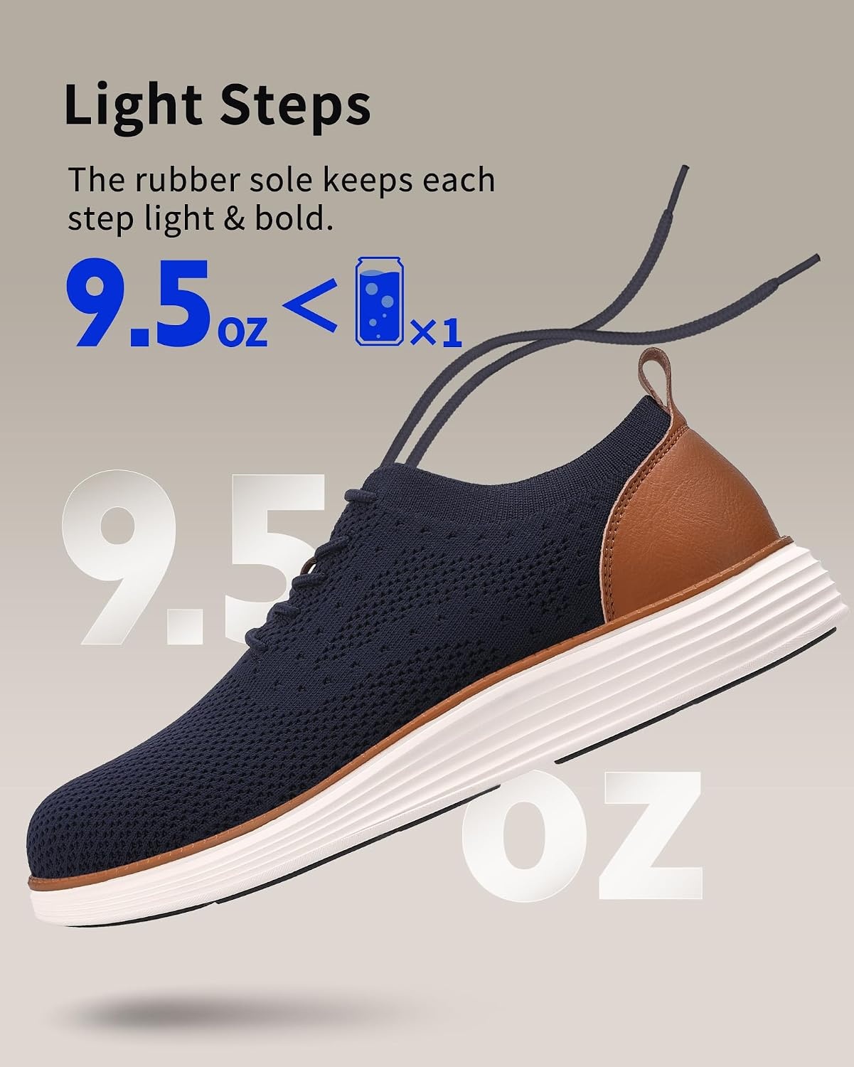 image:imageVILOCY Mens Casual Dress Sneakers Tennis Walking Shoes LaceUp Breathable Lightweight Comfortable Office Knit Mesh Oxfords WorkampWeekend ShoesDark Blue