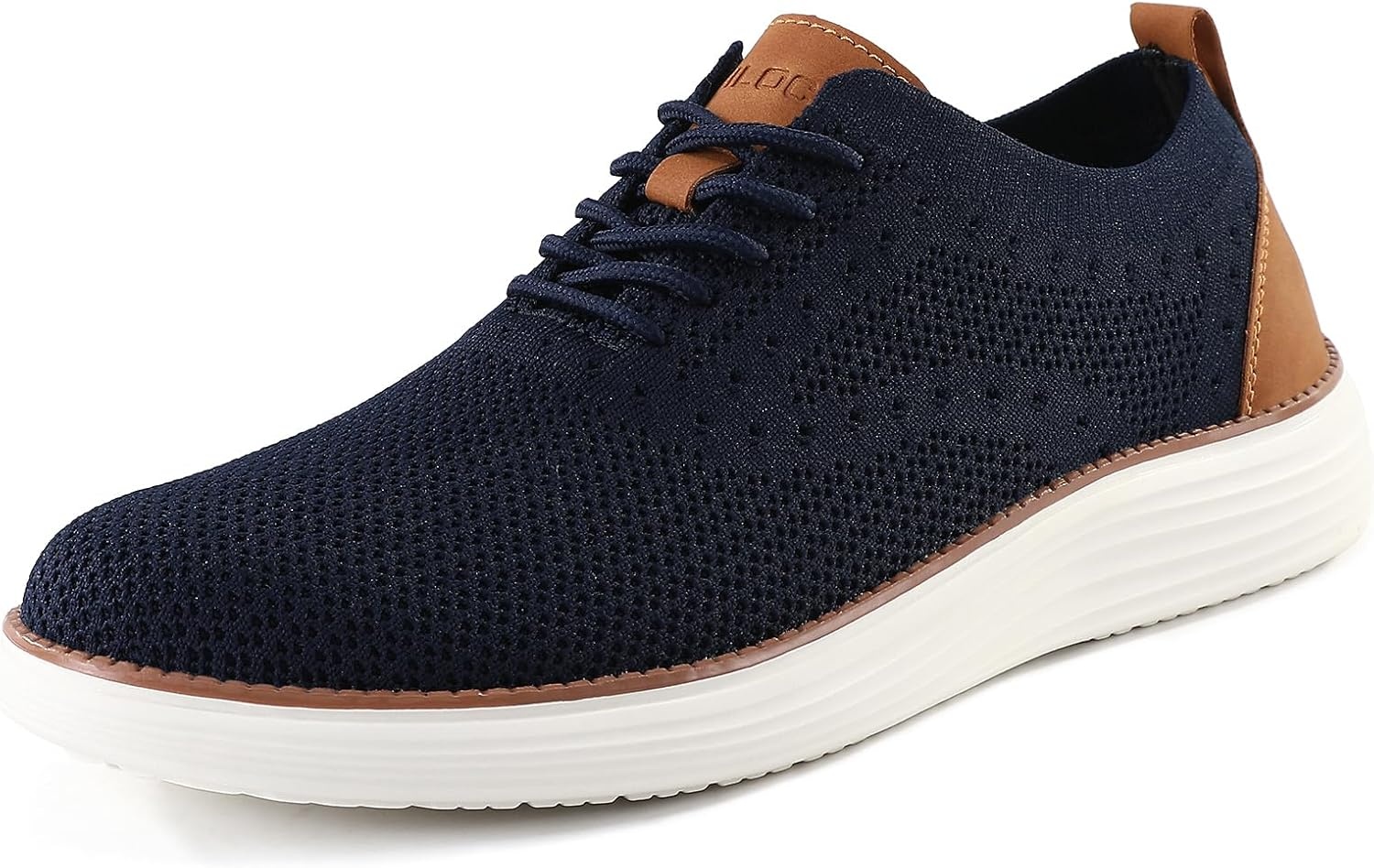 image:imageVILOCY Mens Casual Dress Sneakers Tennis Walking Shoes LaceUp Breathable Lightweight Comfortable Office Knit Mesh Oxfords WorkampWeekend ShoesDark Blue