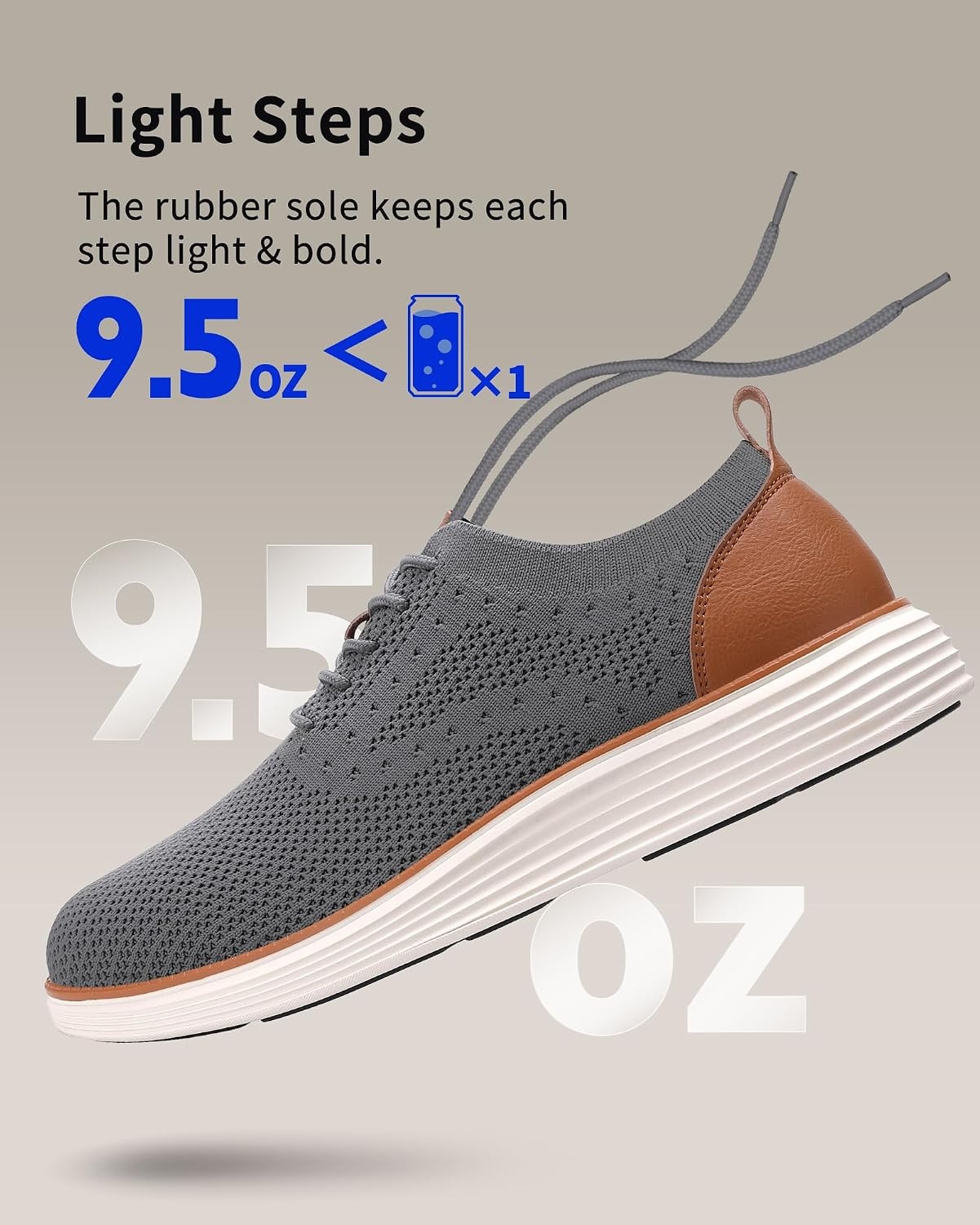 image:imageVILOCY Mens Casual Dress Sneakers Tennis Walking Shoes LaceUp Breathable Lightweight Comfortable Office Knit Mesh Oxfords WorkampWeekend ShoesGrey