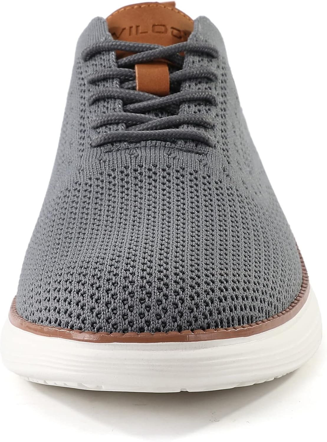 image:imageVILOCY Mens Casual Dress Sneakers Tennis Walking Shoes LaceUp Breathable Lightweight Comfortable Office Knit Mesh Oxfords WorkampWeekend ShoesGrey