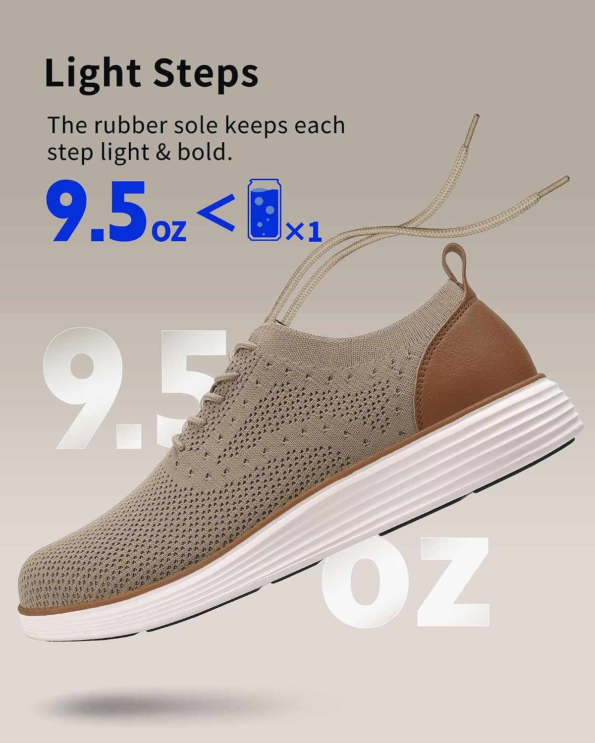 image:imageVILOCY Mens Casual Dress Sneakers Tennis Walking Shoes LaceUp Breathable Lightweight Comfortable Office Knit Mesh Oxfords WorkampWeekend ShoesKhaki