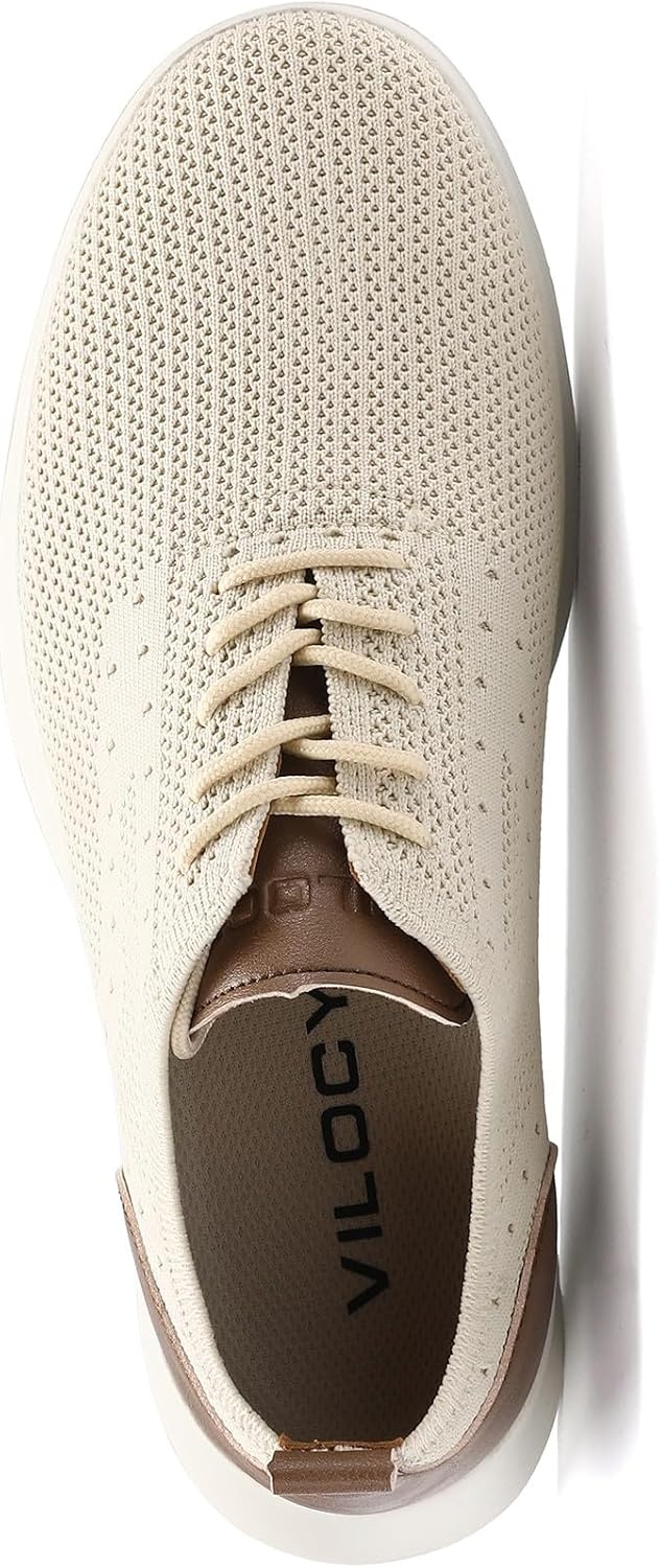 image:imageVILOCY Mens Fashion Dress Sneakers Casual Walking Shoes Business Oxfords Comfortable Breathable Lightweight Tennis02beige