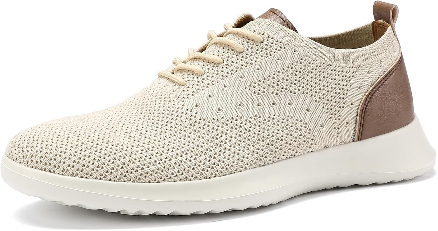 image:imageVILOCY Mens Fashion Dress Sneakers Casual Walking Shoes Business Oxfords Comfortable Breathable Lightweight Tennis02beige