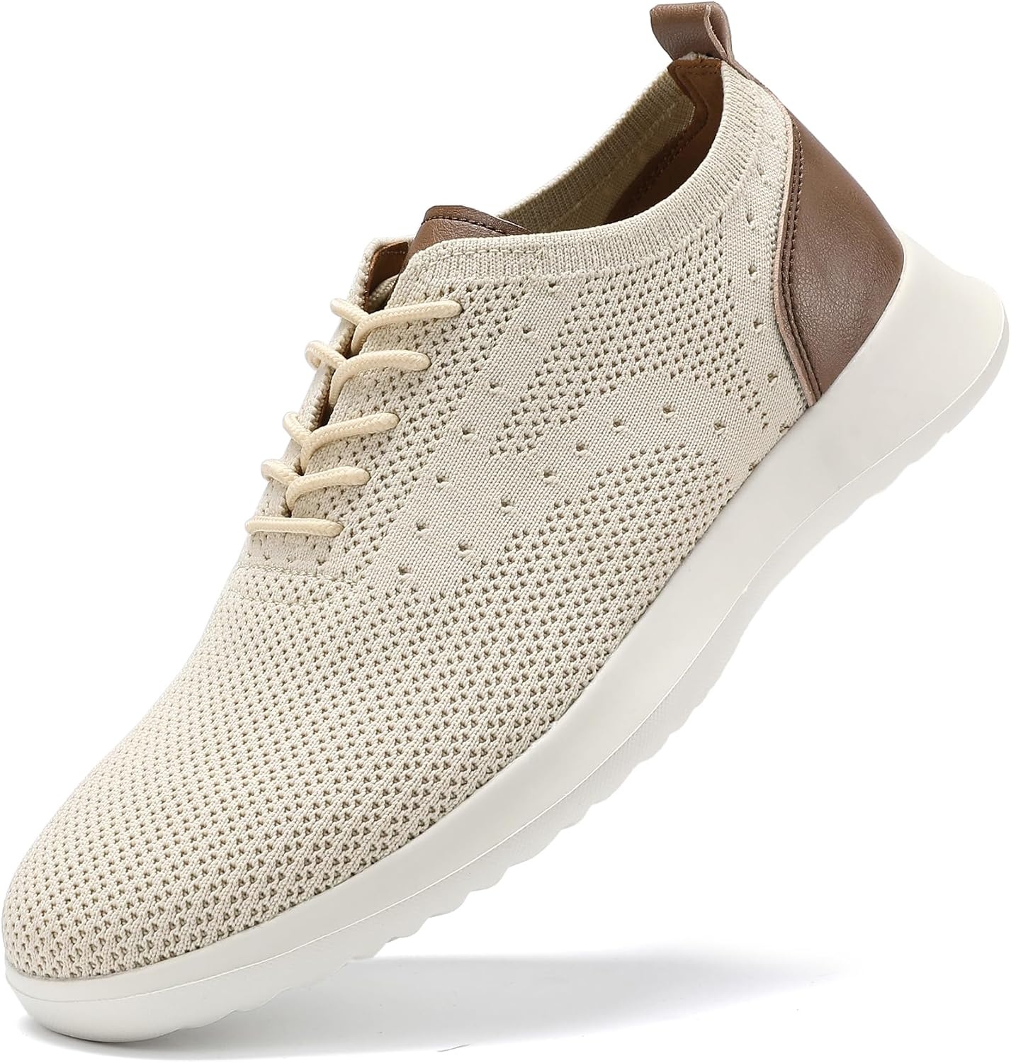image:imageVILOCY Mens Fashion Dress Sneakers Casual Walking Shoes Business Oxfords Comfortable Breathable Lightweight Tennis02beige