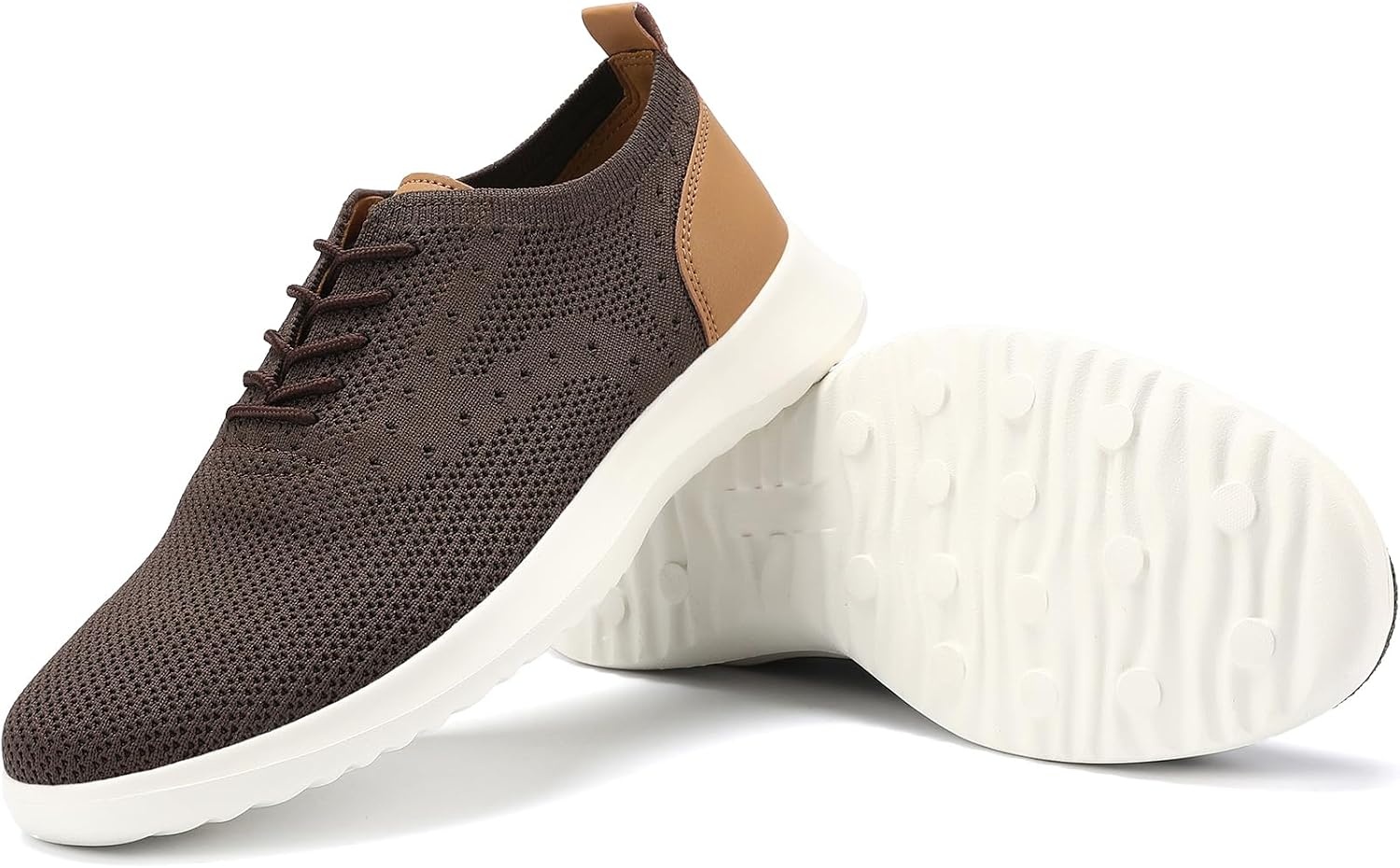 image:imageVILOCY Mens Fashion Dress Sneakers Casual Walking Shoes Business Oxfords Comfortable Breathable Lightweight Tennis02brown