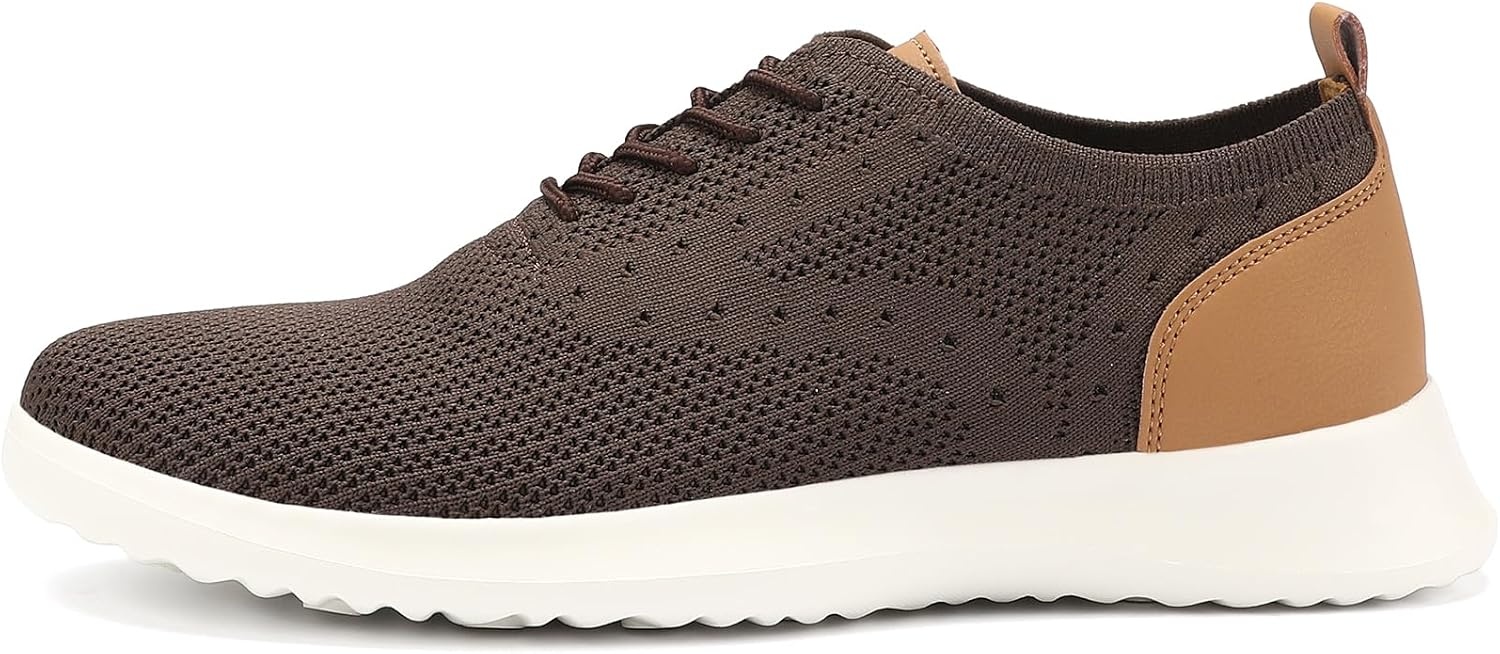 image:imageVILOCY Mens Fashion Dress Sneakers Casual Walking Shoes Business Oxfords Comfortable Breathable Lightweight Tennis02brown