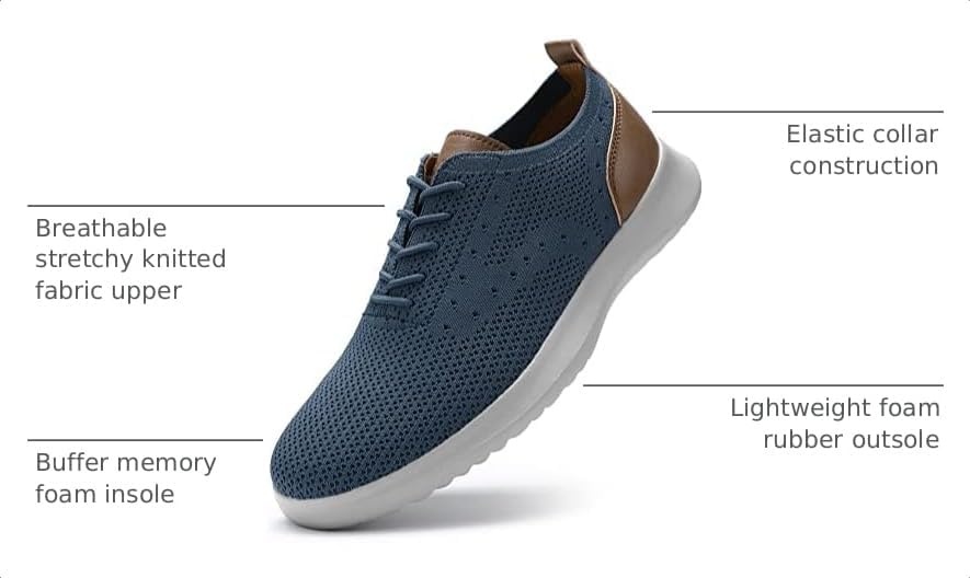image:imageVILOCY Mens Fashion Dress Sneakers Casual Walking Shoes Business Oxfords Comfortable Breathable Lightweight Tennis02haze Blue