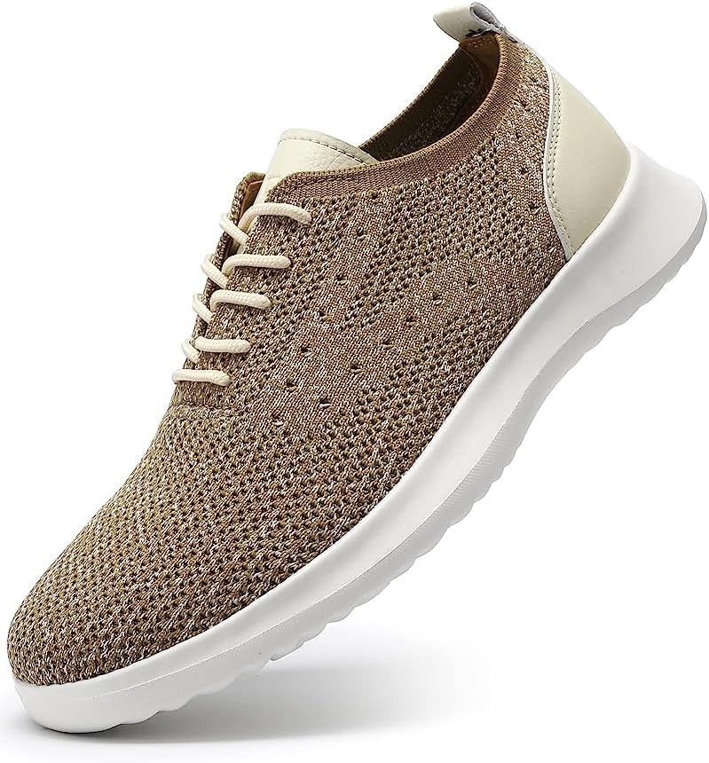 image:imageVILOCY Mens Fashion Dress Sneakers Casual Walking Shoes Business Oxfords Comfortable Breathable Lightweight Tennis02mix Khaki