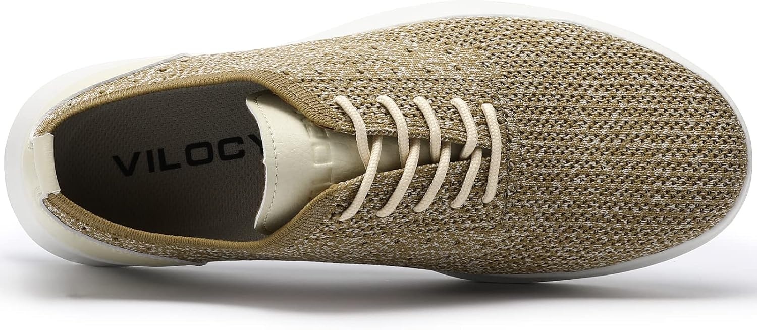 image:imageVILOCY Mens Fashion Dress Sneakers Casual Walking Shoes Business Oxfords Comfortable Breathable Lightweight Tennis02mix Khaki