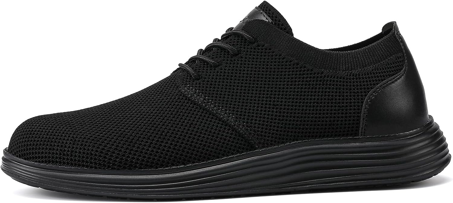 image:imageVILOCY Mens Fashion Dress Sneakers Casual Walking Shoes Business Oxfords Comfortable Breathable Lightweight TennisAll Black